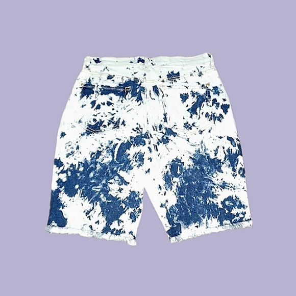 FashionNova Tie Dye Acid Wash Jean Shorts - Picture 4 of 5